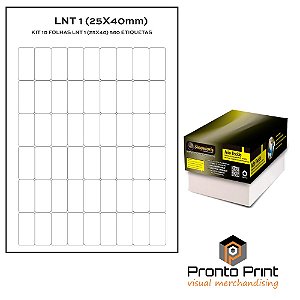 Kit 10 folhas Etiqueta de Composição Têxtil LNT 1 (25mm x 40mm) 560 etiquetas