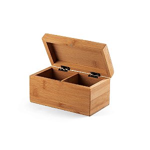 Caixa Organizadora de Chá em Bambu 2 Compartimentos.