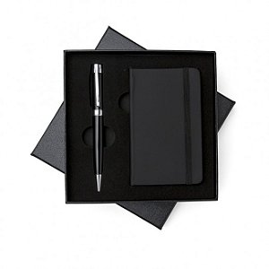 kit Executivo Caderneta Tipo Moleskine com caneta de metal
