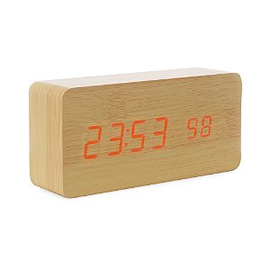 Relógio Digital Despertador em madeira