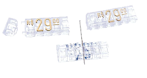 Kit Precificador - Preço para Vitrine (Cristal com Dourado) 510 peças em Plástico ABS