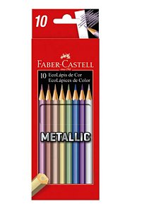 Lápis de Cor Sextavado Metallic Faber Castell 10 Cores