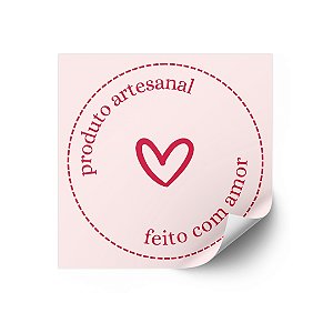 Adesivos Frase: Produto Artesanal/Feito com Amor - 1000 unidades