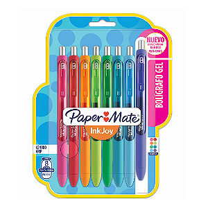 Caneta Paper Mate - Inkjoy Gel Rt - Blister Com 8 Unidades