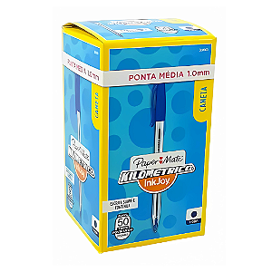 Caneta Papermate Km 100 1.0 Média Azul - 50 Unidades
