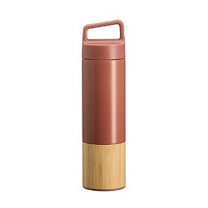 Garrafa Térmica Inox 550ml Com Infusor -Base em Bambu