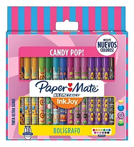 Caneta Candy Pop Rt Paper Mate Colorida-16 Unidades