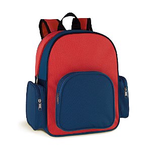 Mochila Infantil Escolar Bolso Frontal- Azul E Vermelha