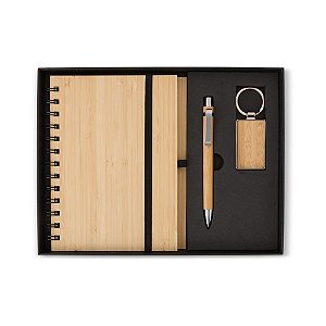 Kit Executivo Ecológico 3 Peças Em Bambu