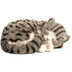 Gato De Pelucia Perfect Petzzz Que Respira -grey Tabby com pilha