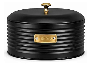 Porta Biscoito de metal com Tampa Friso Preto- 1 unidade