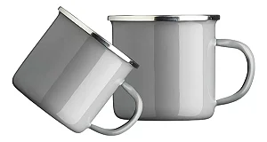 Caneca Xícara De Inox Esmaltada 370ml. Kit Com 2 Unidades