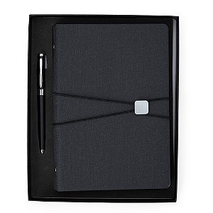 Kit Executivo com Caneta metálica e Caderno fichário