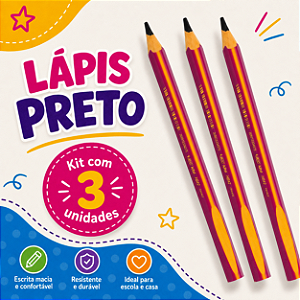 Lápis Evolution Kids Preto - Bic- 3 Unidade