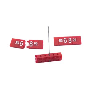 Kit Precificador para Joias - Preço para Vitrine (Vermelho com Branco) 340 peças