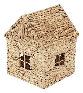 Cesto Vazado C/ Tampa Casinha Fibra Natural Brinquedos