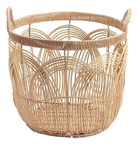 Cesto Decorativo Arcos Redondo C/ Alças 49cm Textura Rattan