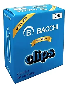 Clipes Para Papéis Bacchi 3/0 1 Caixa - 50 Unidades