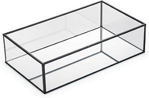 Bandeja Com Espelho 30cm em Metal Preto