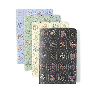 Caderneta Notas Mix Jardim-miolos Diferentes- Kit 4 Unidades