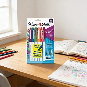Caneta Hidrográfica Flair Bold 1.2 Mm 6 Cores Paper Mate