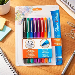 Caneta Hidrográfica Flair Bold Media 8 Cores Paper Mate