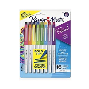 Caneta Hidrográfica Flair Bold Grossa 16 Cores Paper Mate