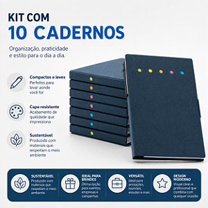 Caderno Com Bloco Adesivado E Caneta Kit 10 Unidades