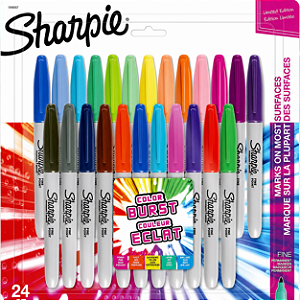 Caneta Permanente Fina 24 Cores Sharpie Color Burst