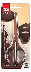 Tesoura Tris Coffee Lâmina Titânio 17,5cm Pega Emborrachada