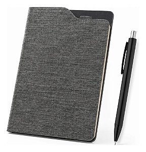 Kit Caderno A5 Capa Dura com Caneta Alumínio