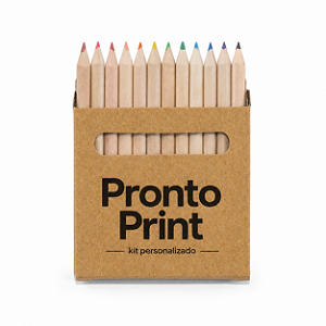 Caixa Mini Lápis de Cor 12 Cores Kit 50 Caixas Personalizada