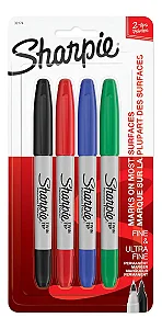 Marcador permanente de ponta dupla Twin Sharpie 4 Cores