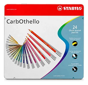 Lápis de Cor CarbOthello Stabilo Semiaquarelável 24 Cores – Estojo de Lata