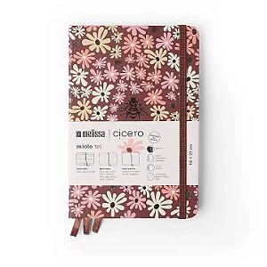 Caderneta Miolo Tri — Linha Melissa, estampa Mini Bloomy Chocolate