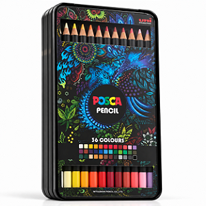 Lápis De Cor Posca Uniball Mitsubishi Pencil Com 36 Cores