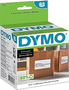 Etiqueta Dymo Label Writer 30252 - Papel Adesivo Térmico Branco - 700 etiquetas (2,8cm x 8,9cm)