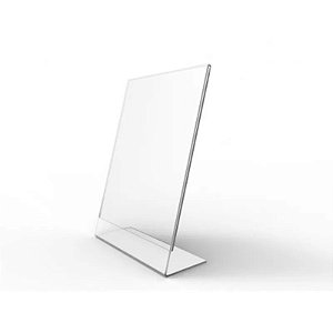 Display Expositor Porta Folha Papel A4 - Inclinado (21cm x 30 cm) Acrílico Cristal 2mm para Mesa e Balcão