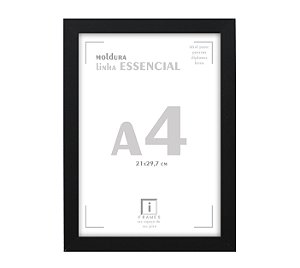 Moldura Quadro A4 21x30 cm Diploma Poster C/ Acetato - PRETA