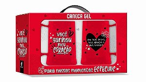 Kit 02 Canecas Gel - Frases Românticas - Presente Dia dos Namorados Vermelha
