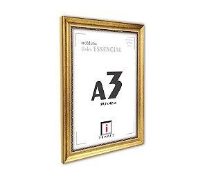 Moldura A3 Premium Golden Com Vidro - DOURADA