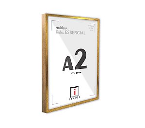 Moldura A2 Caixa Alta 42x60 cm C/ PETG - DOURADO - OURO VELHO