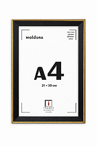 Moldura A4 21x30 cm Premium Para Certificado Diploma Com Vidro - FILETE OURO