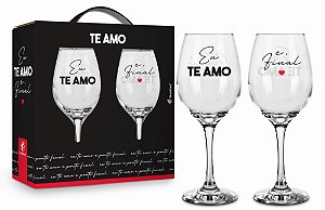 Kit 02 Taças De Vinho Eu Te Amo E Ponto Final - Dia dos Namorados