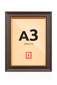 Moldura A3 30x42 cm - COM VIDRO - Super Premium Ébano P/ Imagens Posters
