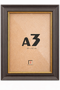 Moldura A3 30x42 cm Super Premium Ébano P/ Imagens Posters - COM VIDRO