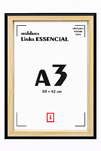 Moldura A3 30x42cm Filete Para Placa MDF - PRETA