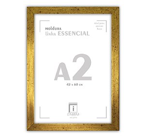 Moldura Quadro A2 42x60 cm Posters C/ Acetato - OURO VELHO