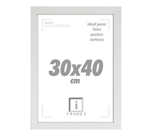 Moldura Quadro 30x40 cm Posters C/ Vidro - BRANCA