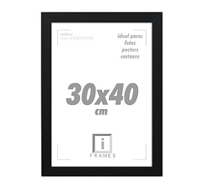 Moldura Quadro 30x40 cm Posters C/ Vidro - PRETA